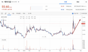 [Coin Market] Metadium, rising 19.06% compared to the previous day